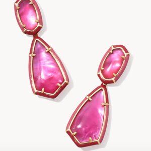 NWT IN BOX new Kendra Scott earrings Camry Gold Enamel Frame Statement Earrings